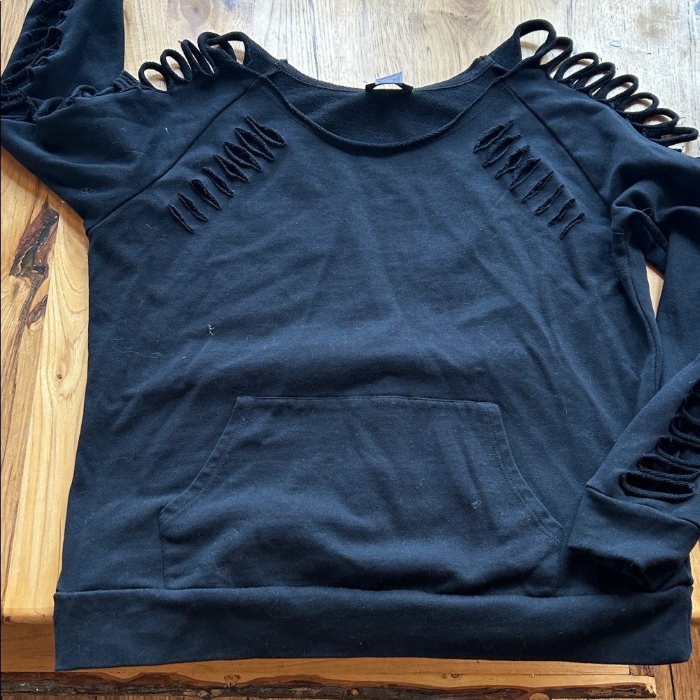 VENUS Black Cut Out Sleeve Sweatshirt - Picture 9 of 10